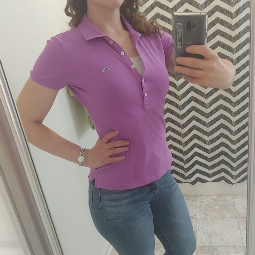 Purple Lacoste polo shirt